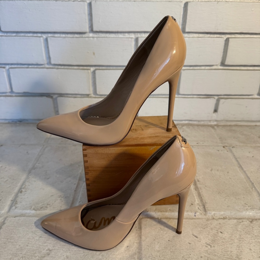 Sam Edelman Nude Patent Leather Heels